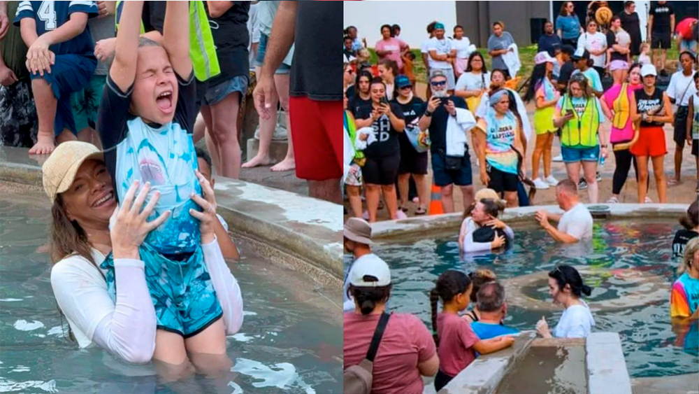 ‘Cientos y cientos’ bautizados en una fuente de Texas